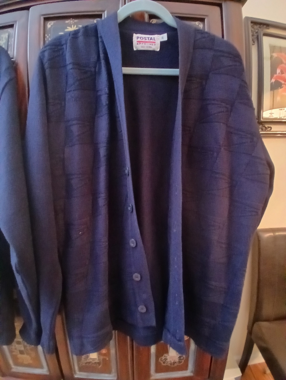 Navy Blue Men's Cardigans - Picture 5 of 5